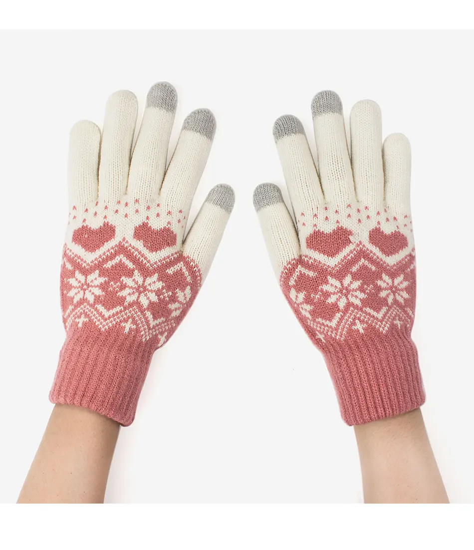 Evrfelan принт зимние вязаные перчатки полный палец зимние перчатки с сенсорным экраном варежки для женщин женские