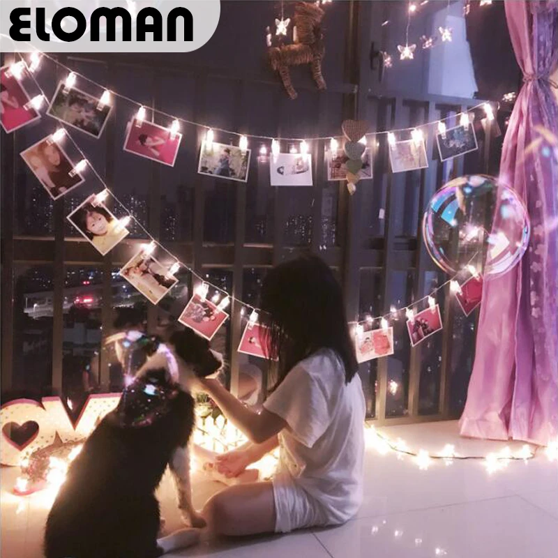 ELOMAN 1 м/3 м/5 м светодиодный зажим для карт, фото, ambience maker светильник светодиодный зажим для фото для детской комнаты или вечерние