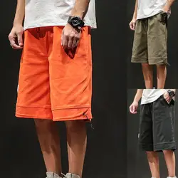 2019 летние модные повседневные мужские короткие брюки с карманами повседневные однотонные Классический прямой крой брюки джинсы плюс