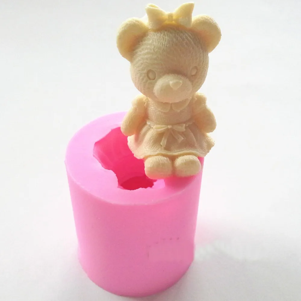 Милый медведь мальчик девочка силиконовая форма для мыла помадка украшения торта инструменты сахарное ремесло торт шоколадная форма Жевательная паста свечи формы