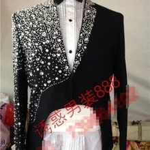 Роскошная таможня, стразы, бисер, шитье, черное Бисероплетение, Волшебник/сценический пиджак, клуб/шоу/красная ковровая дорожка/смокинг