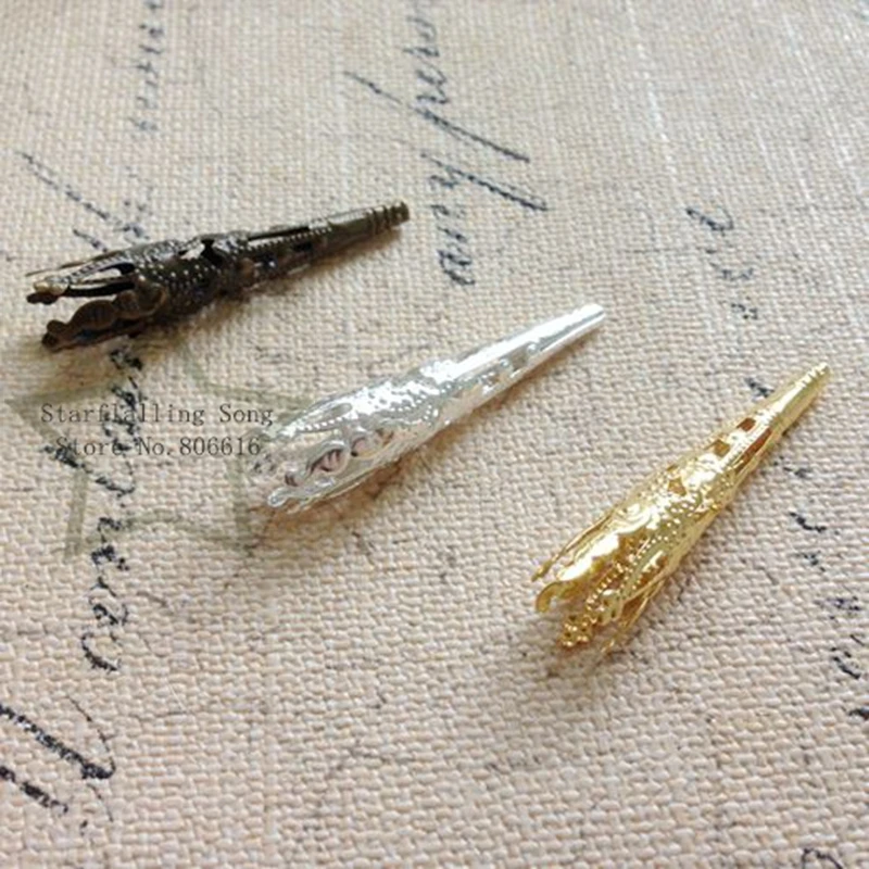 

Free Shipping 8*40MM 100Pcs Trombone Shape Metal Bead Caps DIY Jewelry Findings & Components