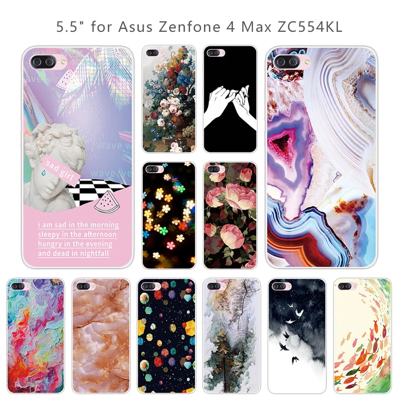 For Asus Zenfone 4 Max ZC554KL Soft TPU Transparent Silicone Star Back Cover for Slim Coque |