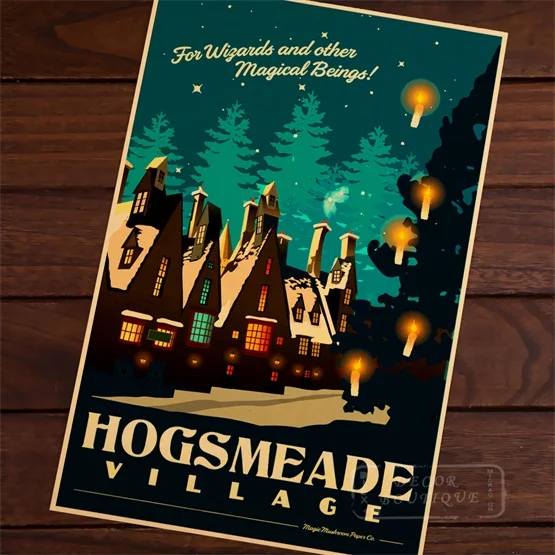 Hogwarts Magic Добро пожаловать в Diagon Valley Propaganda Винтаж крафт-холст живопись плакат DIY Настенная Наклейка домашний бар Декор подарок - Цвет: Синий