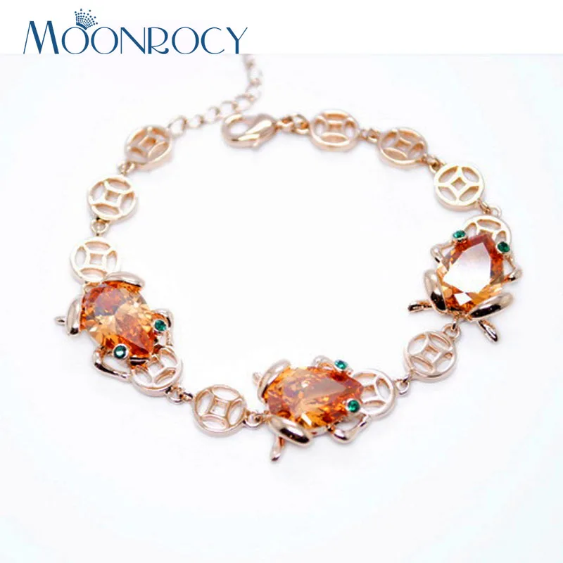 

MOONROCY Free Shipping Fashion Italina Austrian Crystal Bracelet Toad Jewelry Wholesale Rose Gold Color Bracelet for Women