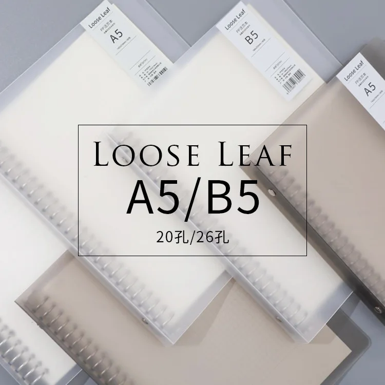 

PP A5 B5 Spiral Notebook Loose Leaf Diary Coil Ring Book With Grid/Line Inner Pages Planner Stationery Include Paper