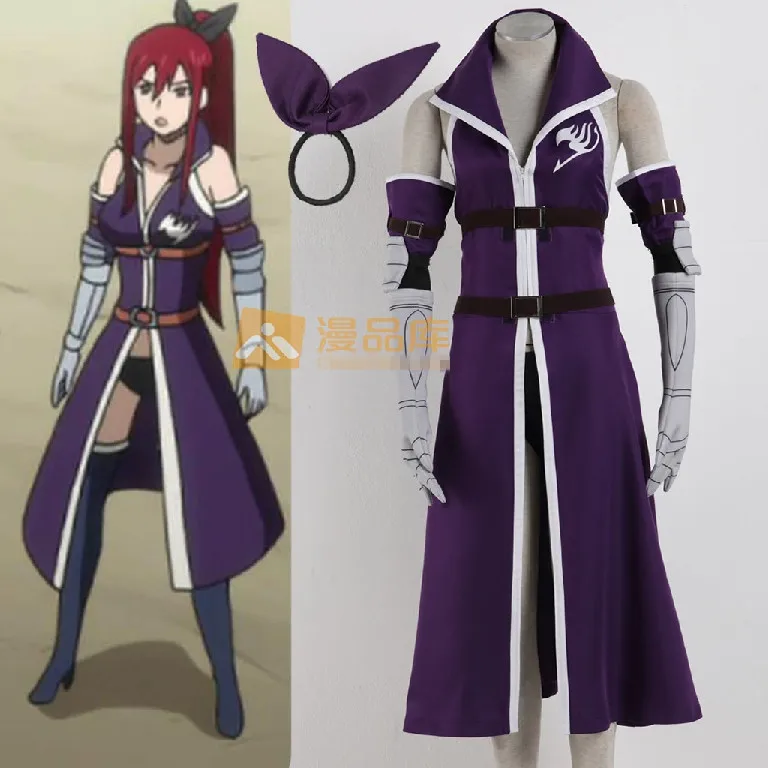 

Anime FAIRY TAIL Erza Scarlet cosplay costume cloak Halloween uniform party dress Free Shipping custom made woman