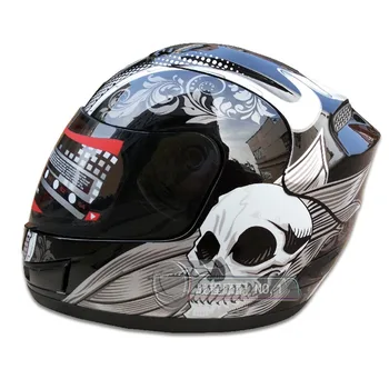 

Free Shipping Skull Full Face Motorcycle Helmet Racing With Single Goggle Dot Approved Capacetes Casco M L XL XXL Size