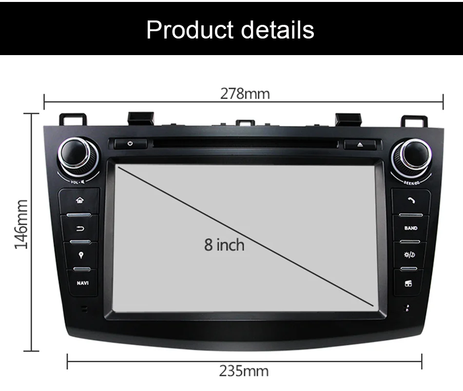 Eunavi Android 9 Car DVD for MAZDA 3 2007-2012 2 din Multimedia radio stereo player gps navigation 1024*600 HD dsp Octa core