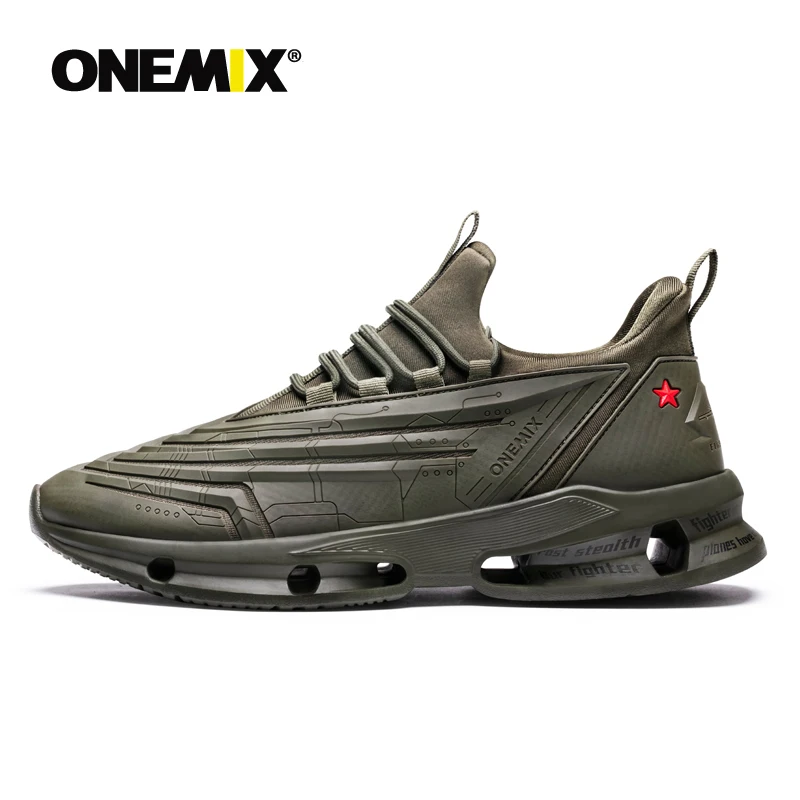ONEMIX мужские кроссовки 270 кожаная обувь амортизационная Подушка Мягкая энергия промежуточная подошва уличная беговая Обувь - Цвет: Army Green
