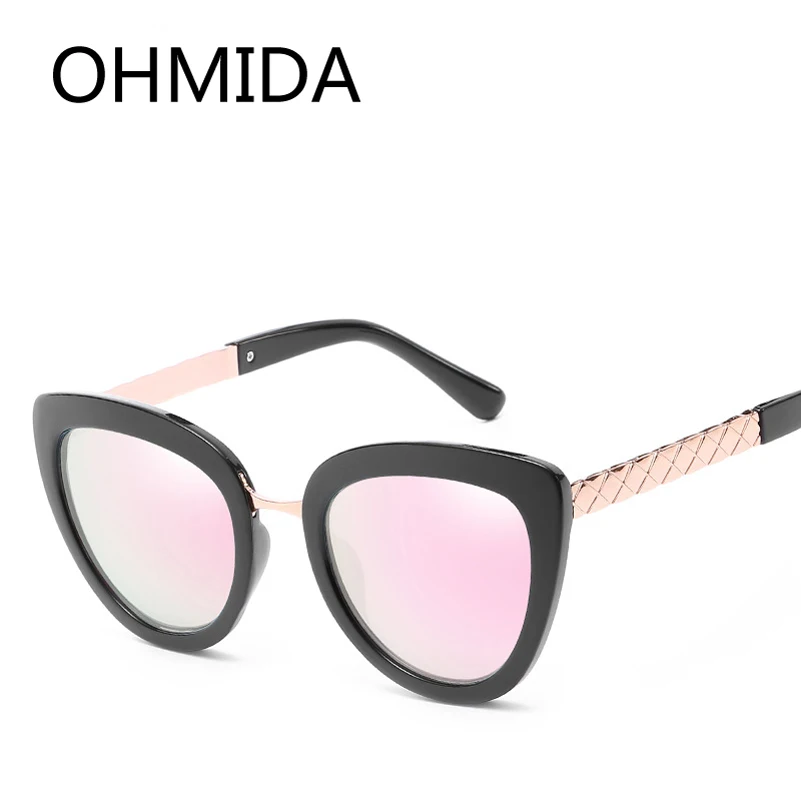 

OHMIDA New Fashion Cat Eye Sunglasses Women Vintage Black Pink Women's Sun Glasses Clear HD Mirror Sunglasses For Woman UV400