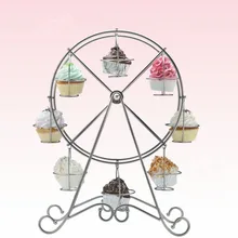 Креативный кованого железа колесо обозрения держатель для кексов для восьми чашек дисплей Свадебная вечеринка товары для вечеринки на день рождения
