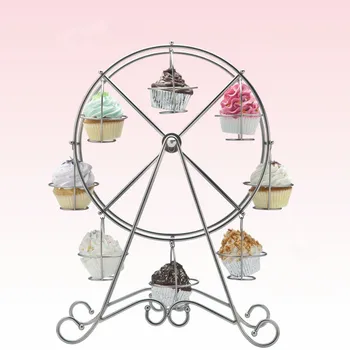

Creative Wrought Iron Ferris Wheel Cupcake Holder For Eight Cups Display Wedding Party Birthday Party Suppliers
