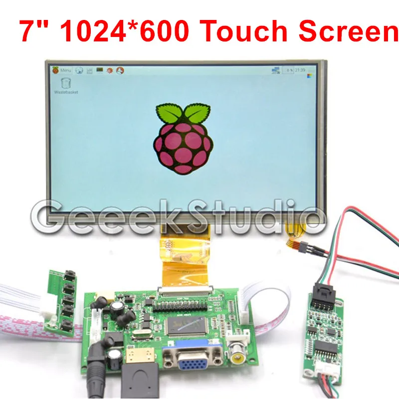 Raspberry Pi 4 B все модели 7 дюймов 1024*600 TFT lcd резистивный дисплей монитор сенсорный экран с платой драйвера HDMI VGA 2AV