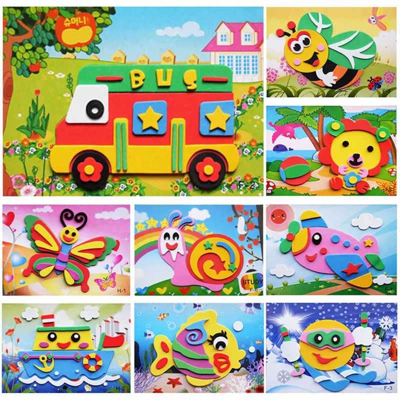 

13*17CM EVA DIY Adhesive Stickers 3D Kids Educational Toys For Younger Children Handmade Art Craft Materials Early Education