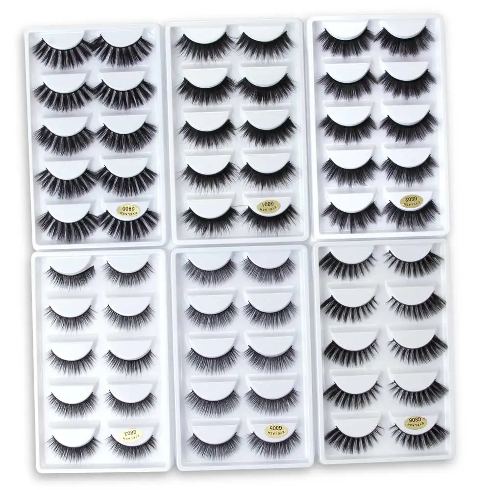 

5 Pairs Mink Eyelashes 3D False Lashes Thick Crisscross Makeup Eyelash Extension Natural Volume Soft Fake Eye Lashes G800 G806