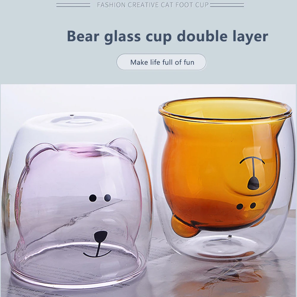 Милая панда стеклянная чашка двухслойная инновационная пивная креативная утренняя молочная соковая стеклянная прозрачная термостойкая кофейная чашка