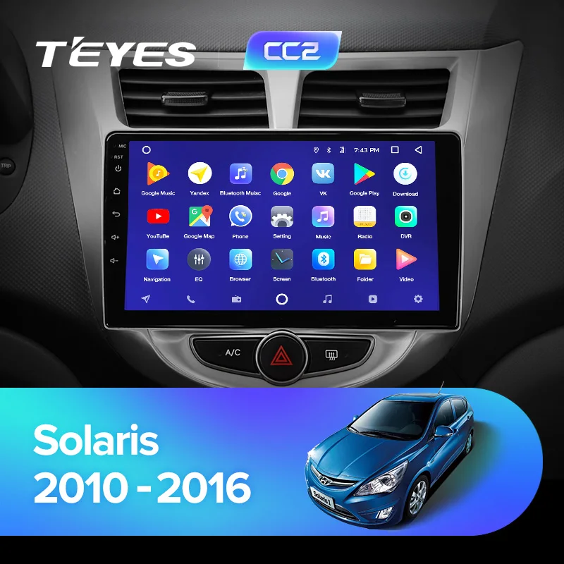 Perfect TEYES CC2 For Hyundai Solaris 1 2010-2016 Car Radio Multimedia Video Player Navigation GPS Android 8.1 No 2din 2 din dvd 2