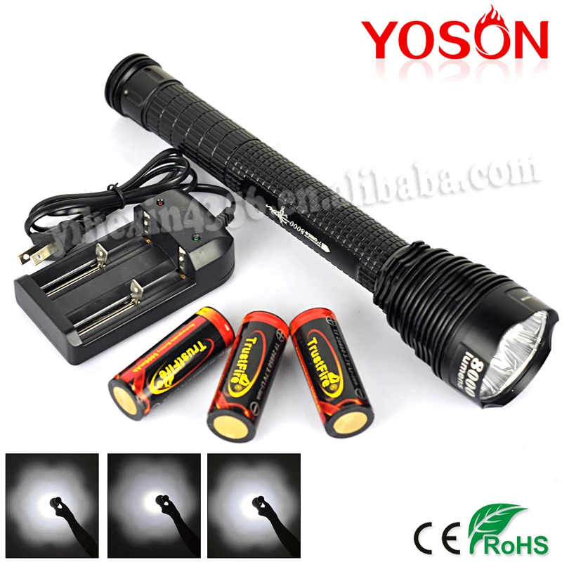 

High Power 8000 Lumens Flashlight 5 Mode 7 X  XM-L T6 LED defensa personal camping lantern linterna +26650 Batteries+Charger