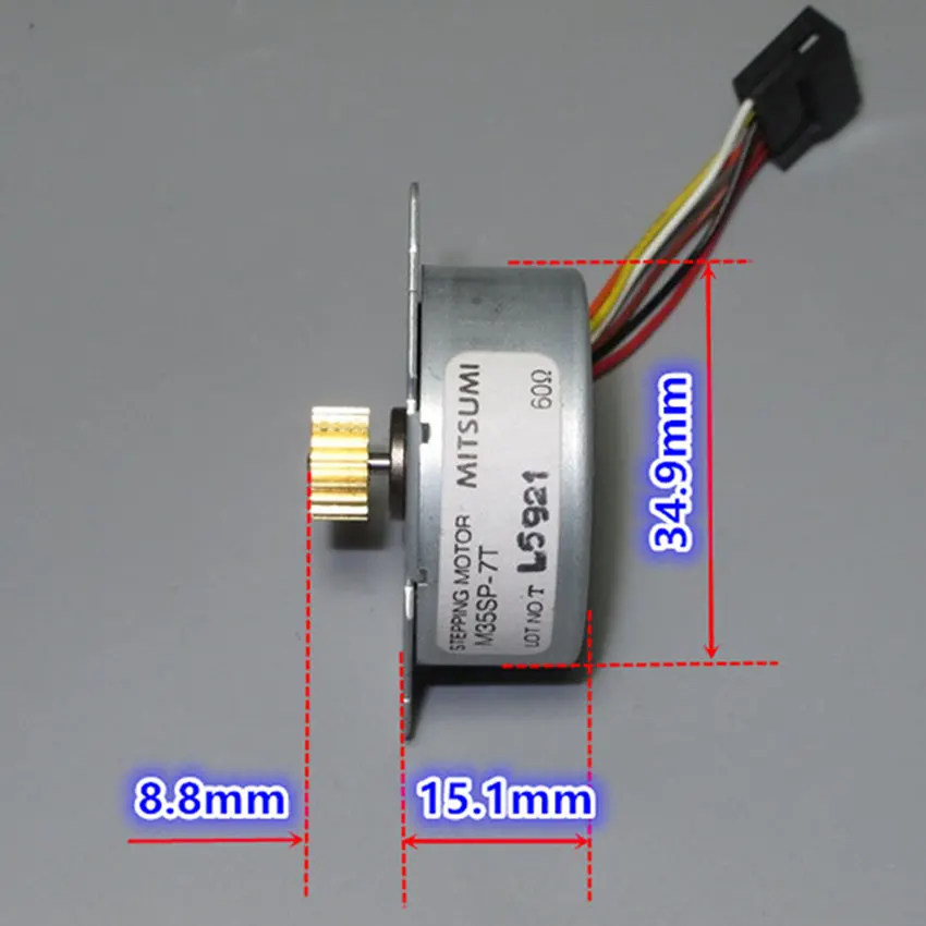 Двухфазный шесть-провода 35 мм шаговый двигатель с постоянным магнитом с 18-Шестерни, Круглый шаговый двигатель, угол поворота 7,5 градусов, вал, диаметр 2 мм