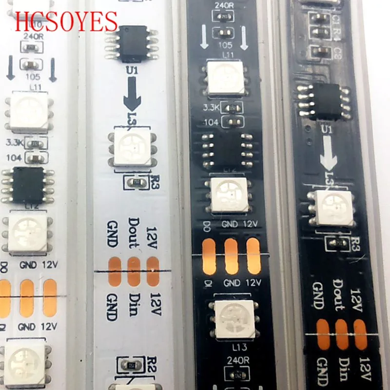 5m WS2811 Светодиодная лента 30/48/60 светодиодов/м, 10/16/20 шт. ws2811 ic/метр, DC12V белая/черная печатная плата, адресуемых цифровой 2811 светодиодные полосы