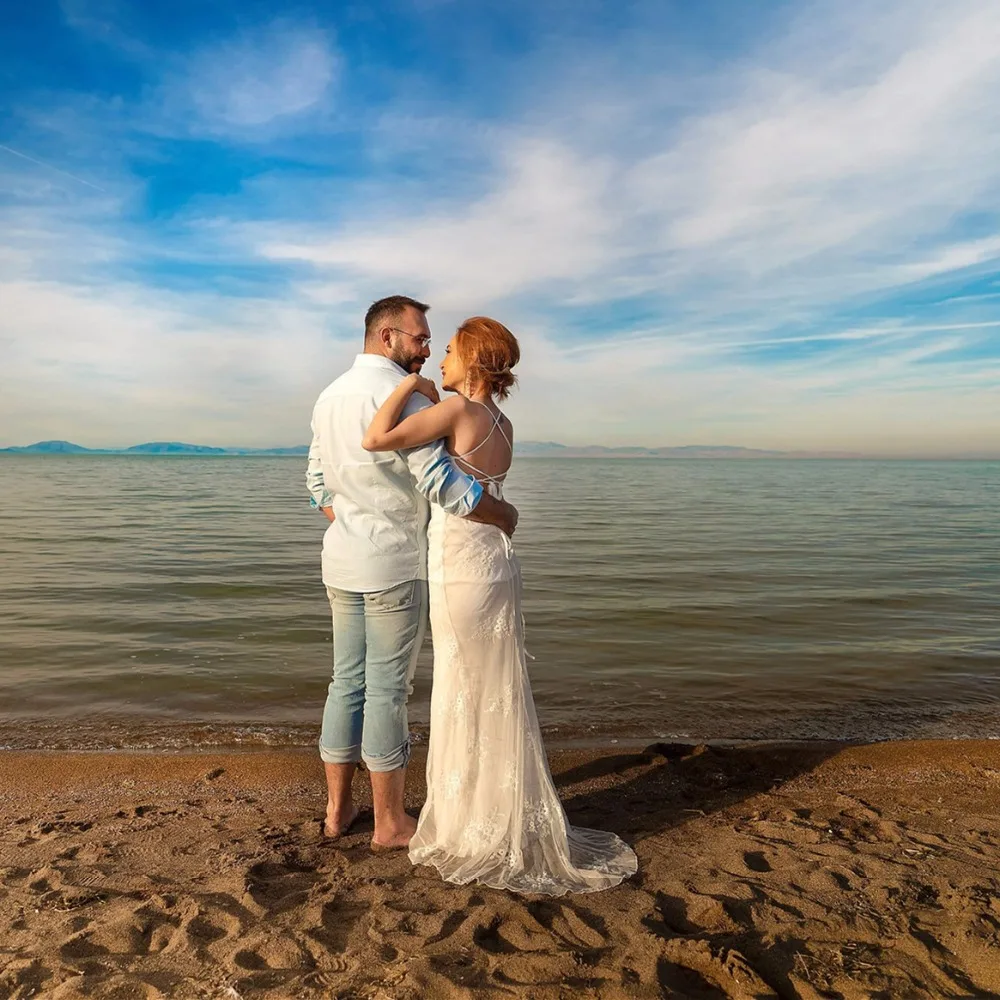 

Summer White lace long dress Bohemian Low Back Backless Open Back Dress Mermaid Dresses Female vestidos Honeymoon trip clothes