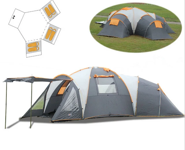 Cheap Big Camping tent 8-10 people 3 rooms Anti-rainstorm Family Travel Tent Can be used as Awning Special offer NO inner tent and mat