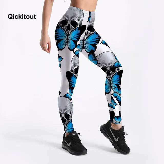 Leggings de Qickitout Fitness el 2017 de las mujeres polainas azul coqueta mariposa cráneo Stretch Impresión Digital lápiz Pantalones Leggings de Qickitout Fitness el 2017 de las mujeres polainas azul coqueta mariposa cráneo Stretch Impresión Digital lápiz Pantalones