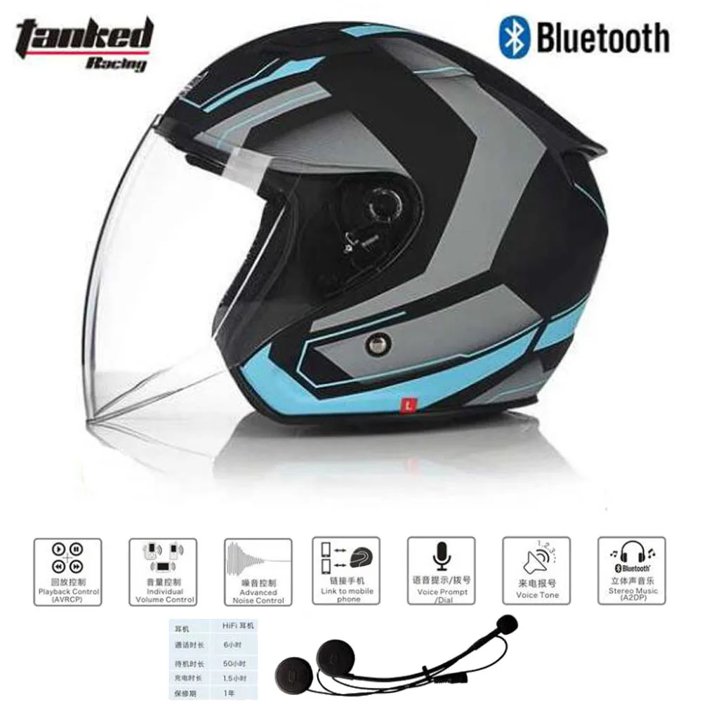 Шлем мотоциклетный Tanked Racing 3/4 полузакрытый с Bluetooth|Шлемы| |