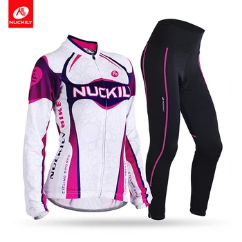

NUCKILY Winter Thermal Cycling Jersey Suit Road Bike Reflective Tights Long sleeve Polyester Sport Apparel For Women GI001GN001