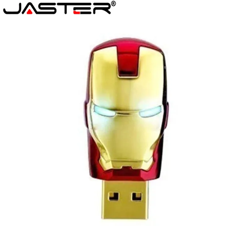 JASTER Ironman USB флеш-накопитель 4 ГБ 8 ГБ 16 ГБ 32 ГБ USB 2,0 флеш-накопитель Флешка металлическая ручка привод синий светодиодный светильник