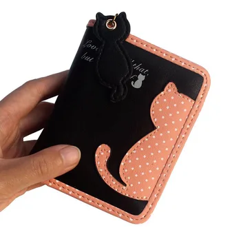 

Women Short Small Wallet Cute PU Leather Cat Design Girls Zipper Purse Card Holder Bag Best Sale-WT