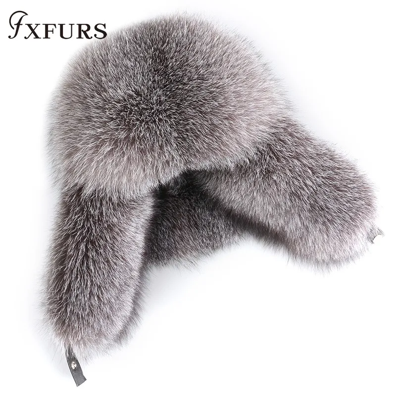 

Winter Men Raccoon Fur Hats Silver Fox Fair Caps Leifeng black fox hatska Russian leather bomber Hats trapper earflap Caps Male