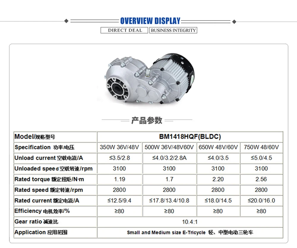 Clearance Electric 4 wheeled vehicle rear axle power system BM1418HQF(BLDC) 750W 48V 60V electric cart truck motor 1