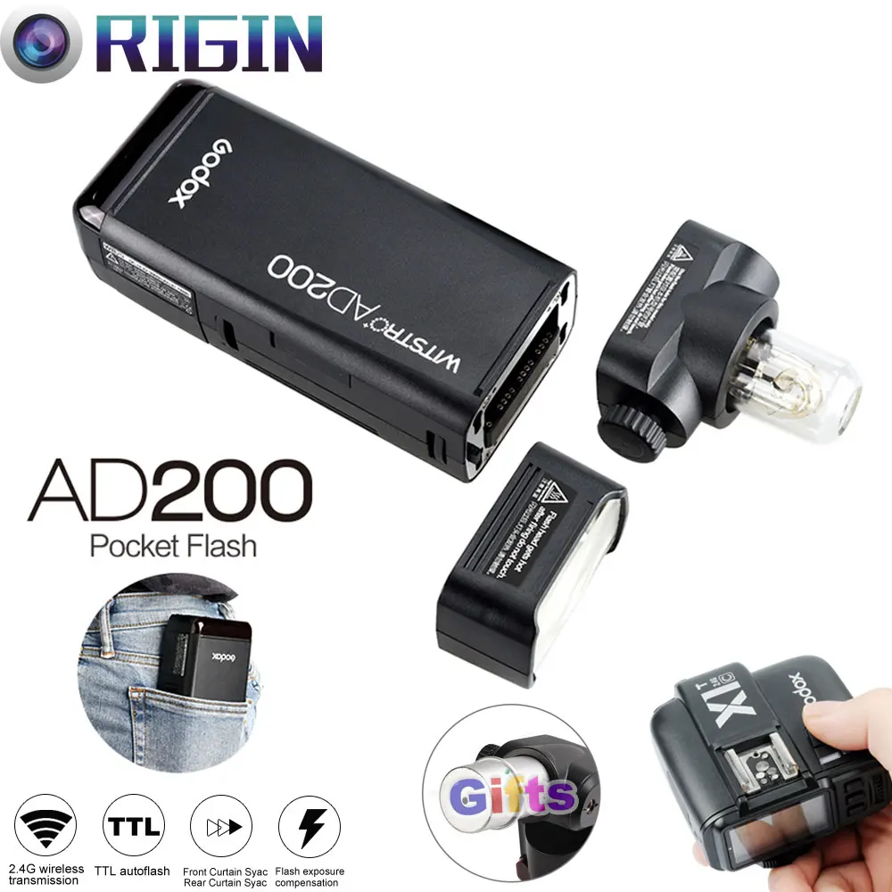 

Godox Pocket Outdoor Flash AD200 Convertible cap 2.4G Wireless 200WS TTL HSS 1/8000s sync+X1T-C/X1T-N/X1T-S/X1T-O/X1T-F Kit