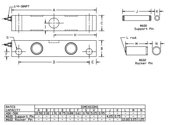 CG-SB4 - 50KN Stainless Steel Welded Single Ended Beam Load Cell drawing