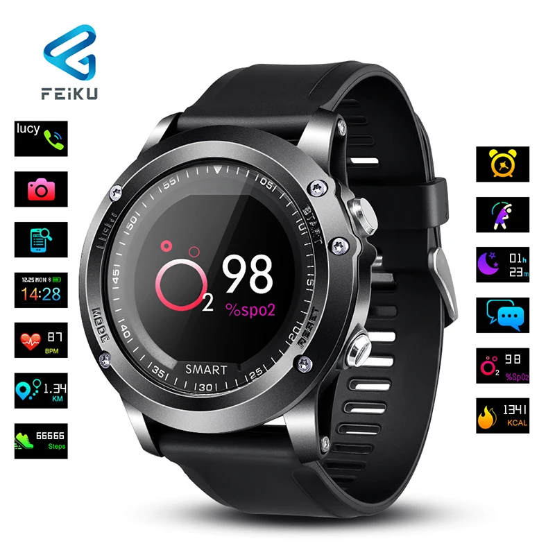 

FEIKU Smart watch T2 IP68 Waterproof Heart Rate Blood Pressure oxygen monitor Smartwatch Outdoor Sport Bluetooth smart band For