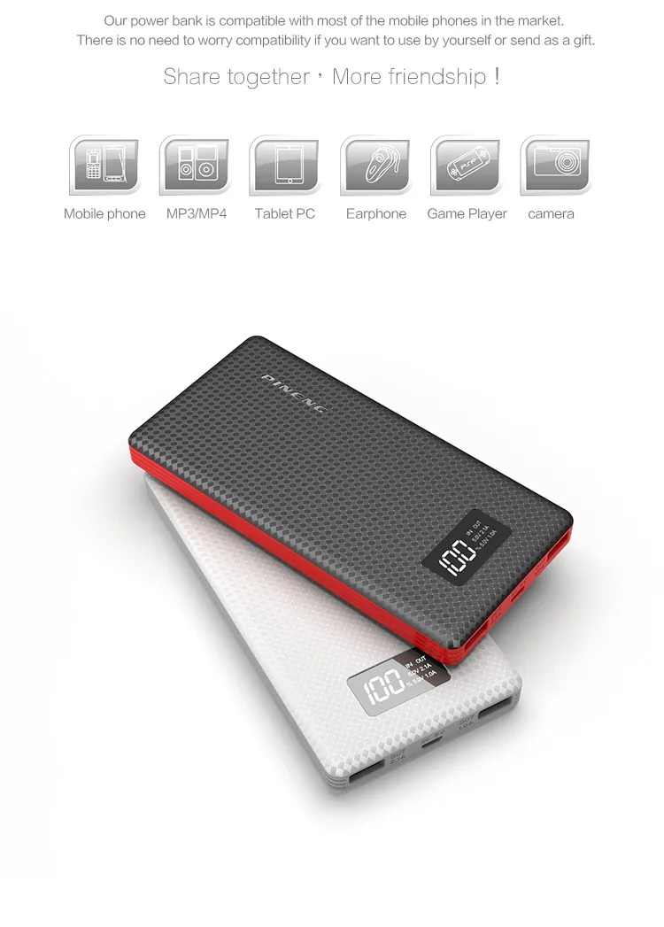

PINENG PN-963 10000mAh Portable Battery Mobile Power Bank USB Charger Li-Polymer with LED for iphone 5 6s 7 Plus xiaomi