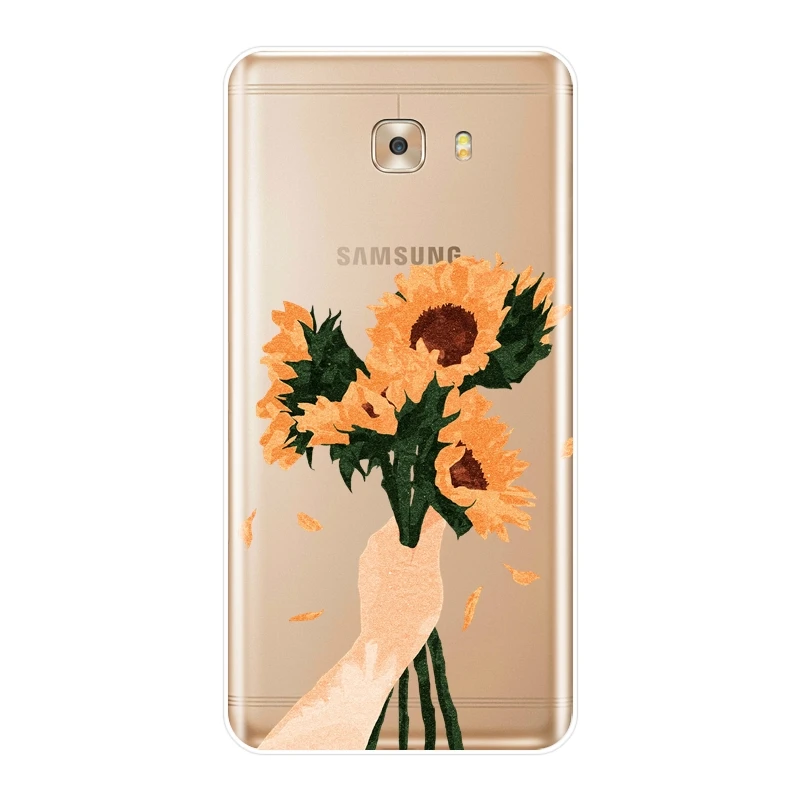 Чехол для телефона Samsung Galaxy C9 C7 C5 Pro силиконовый мягкий художественный цветок
