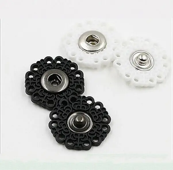 60sets Metal Snap Buttons Nylon Plastic Sew On Press Button Flower Snap