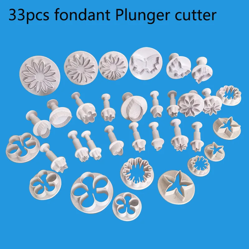 

33pcs/set Sugarcraft Cake Decorating Tools Fondant Plunger Cutters Tools Cookie Biscuit Cake Mold Flower Set Baking Accessories