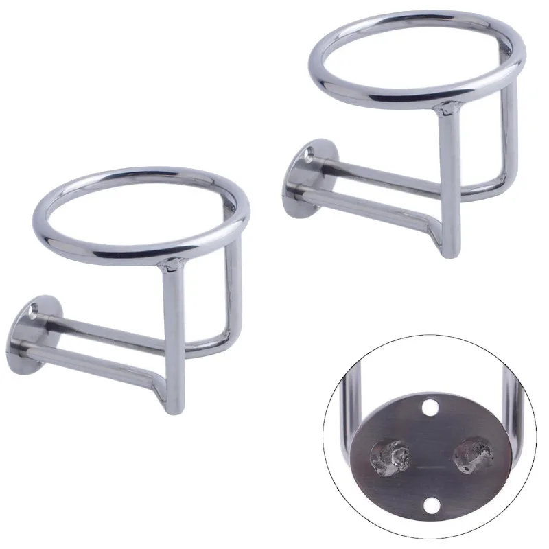 

2X Boat Ring Cup Holder High quality Stainless Steel Ringlike Drink Holder For Yacht boat accessories marine Silver