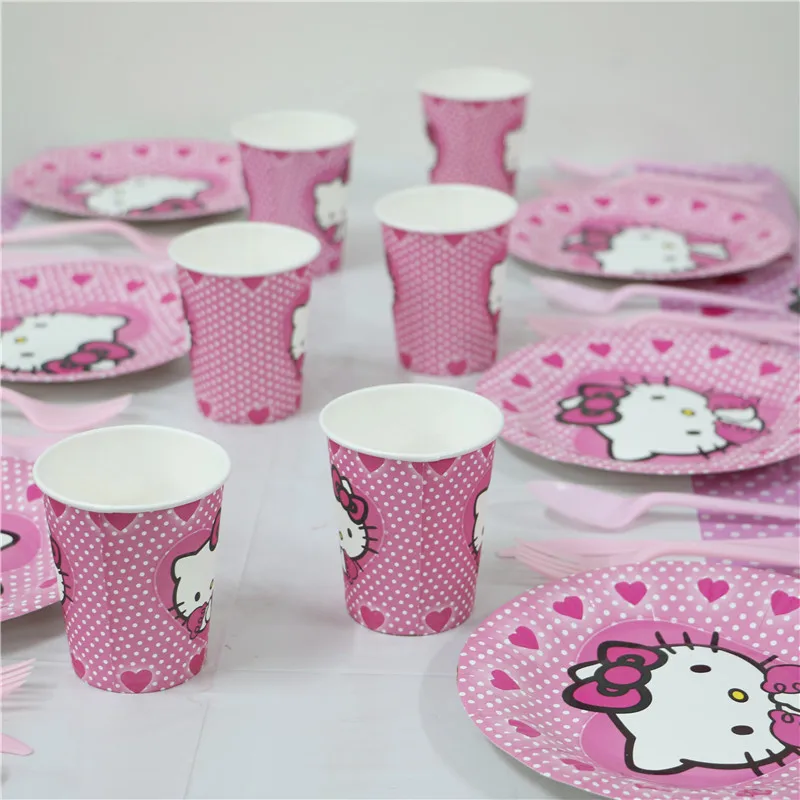 party supplies for 12people 26pcs hello kitty theme girls disposable