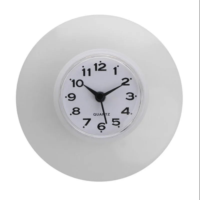 Модные домашние присоски часы стиль Ванная комната Кухня водостойкая присоска часы душевая кабина мощная приклеенная - Цвет: Белый