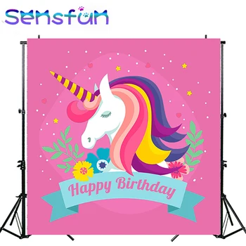 

Sensfun Pink Backdrop Flower Unicorn Party foto background Children Birthday Baby Shower Photography Backdrops 7x5ft