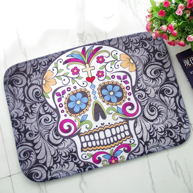 halloween floor mat sugar skull carpet suede absorbent shower bathroom mat toilet rugs kitchen mat home
