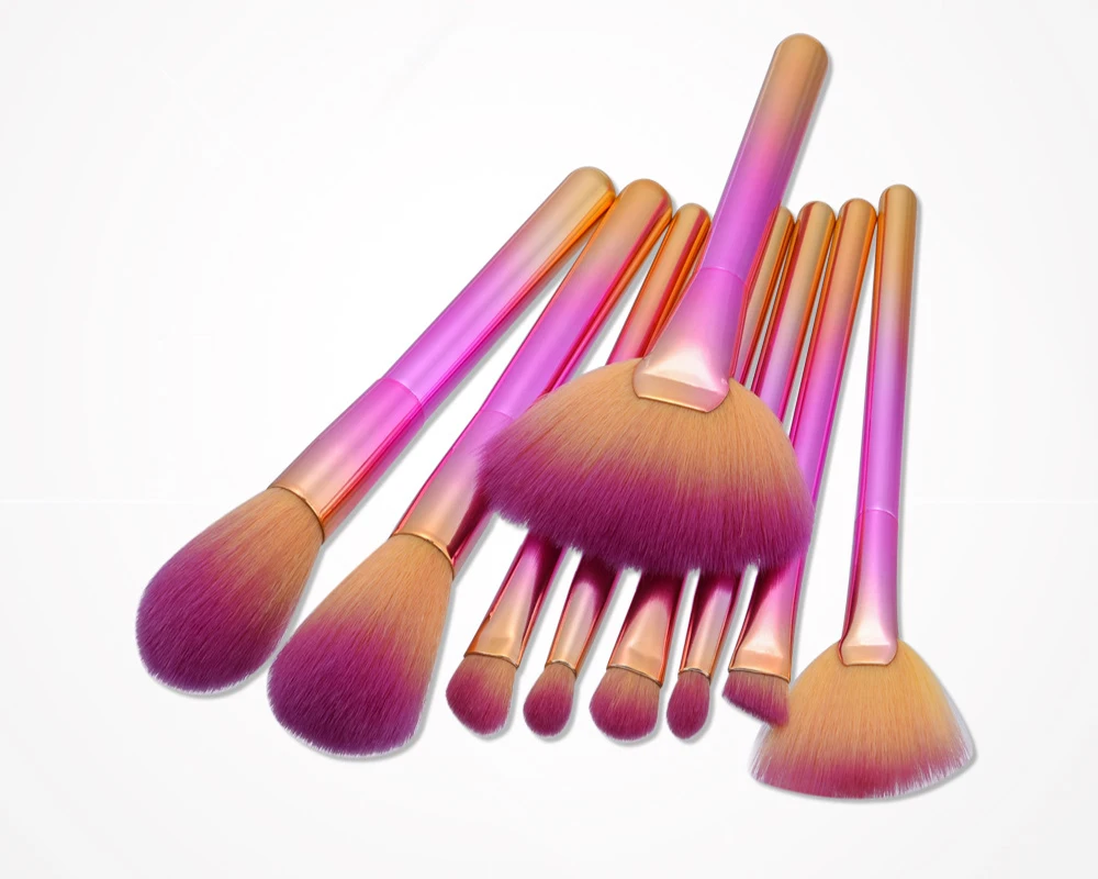 

9 Pcs Fan Shape Beauty Makeup Brushes Set Foundation Eyeshadow Blush Shadows Brush Cosmetics Make Up Tools maquiagem
