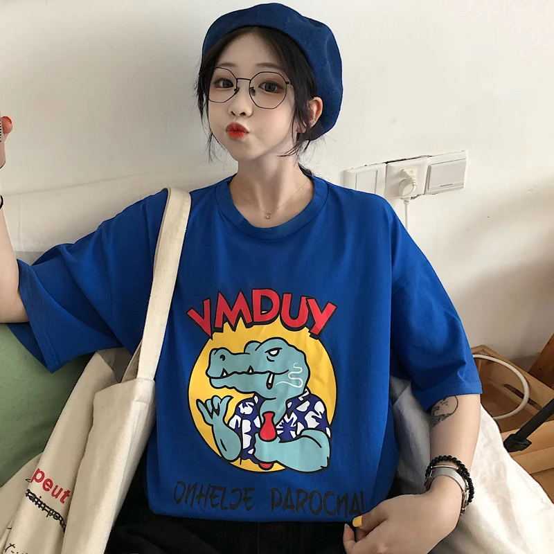 

2019 summer women Korea hip printing short-sleeved tops T-shirt loose shirt women's short-sleeved T-shirt