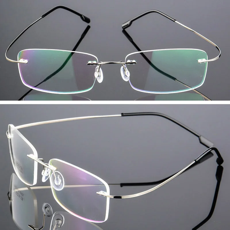silver myopia 1.5 Zilead титановые очки без оправы для близорукости и оптическое стекло Мужские сверхэластичные близорукие очки 0to-4.0 диоптрий - Цвет оправы: silver myopia 1.5