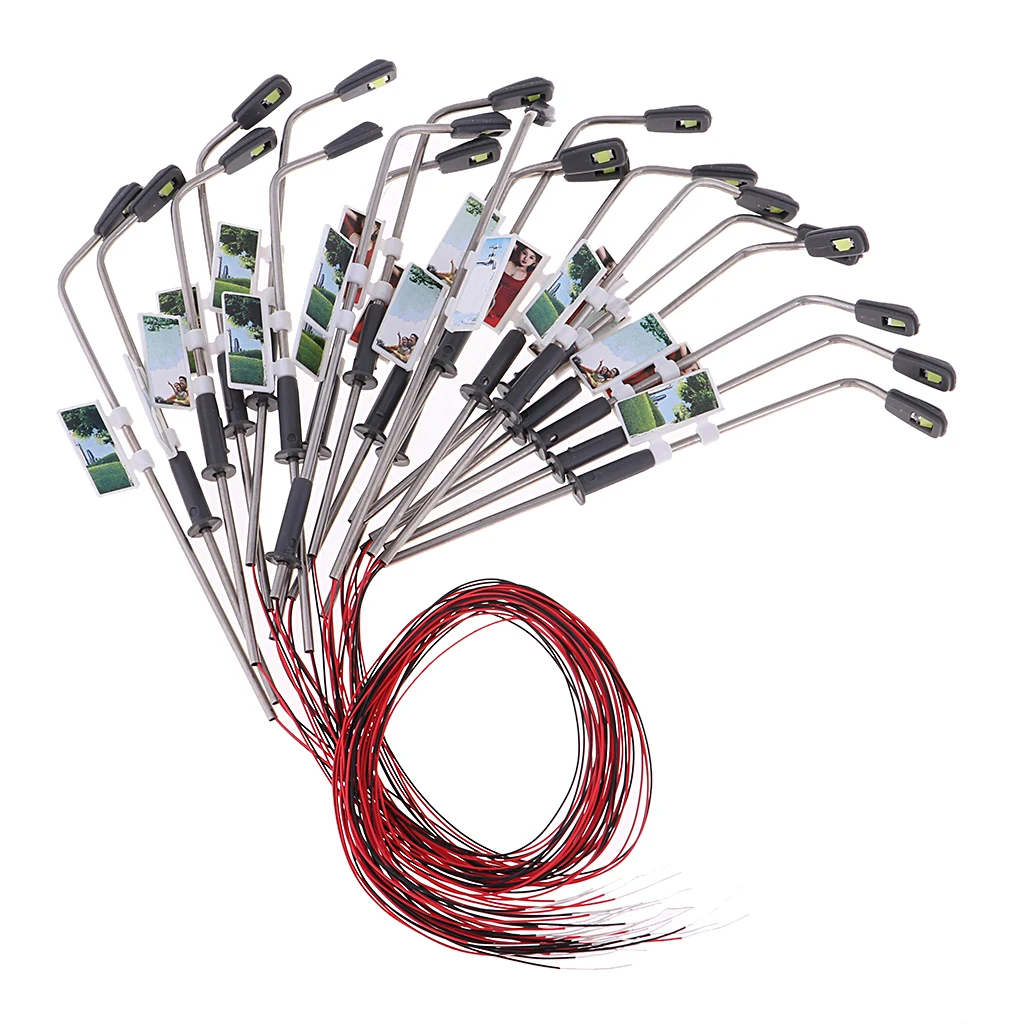 

MagiDeal 20Pcs Mini LED Lamppost Wired Courtyard Light Model 1/150 for Train Railroad Street Park Garden Decoration